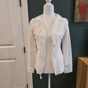 Merona Women's White Hooded Utility Jacket Zip Front